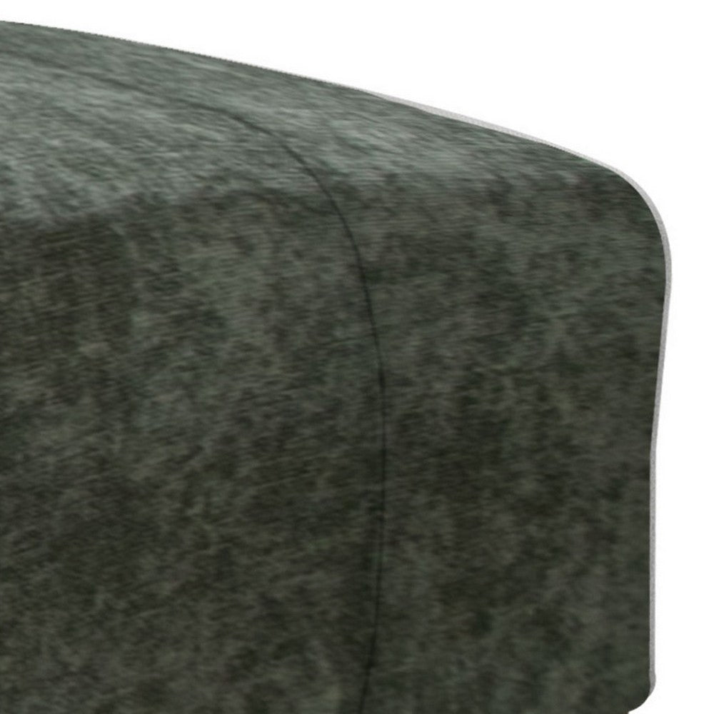 Sama Ottoman, Compact, Solid Pine Wood, 28 Inch, Olive Green Polyester