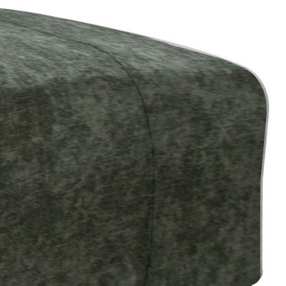 Sama Ottoman, Compact, Solid Pine Wood, 28 Inch, Olive Green Polyester