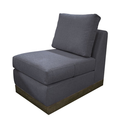 Jeni Modular Armless Chair, 2 Accent Pillows, Solid Wood, Gray Polyester