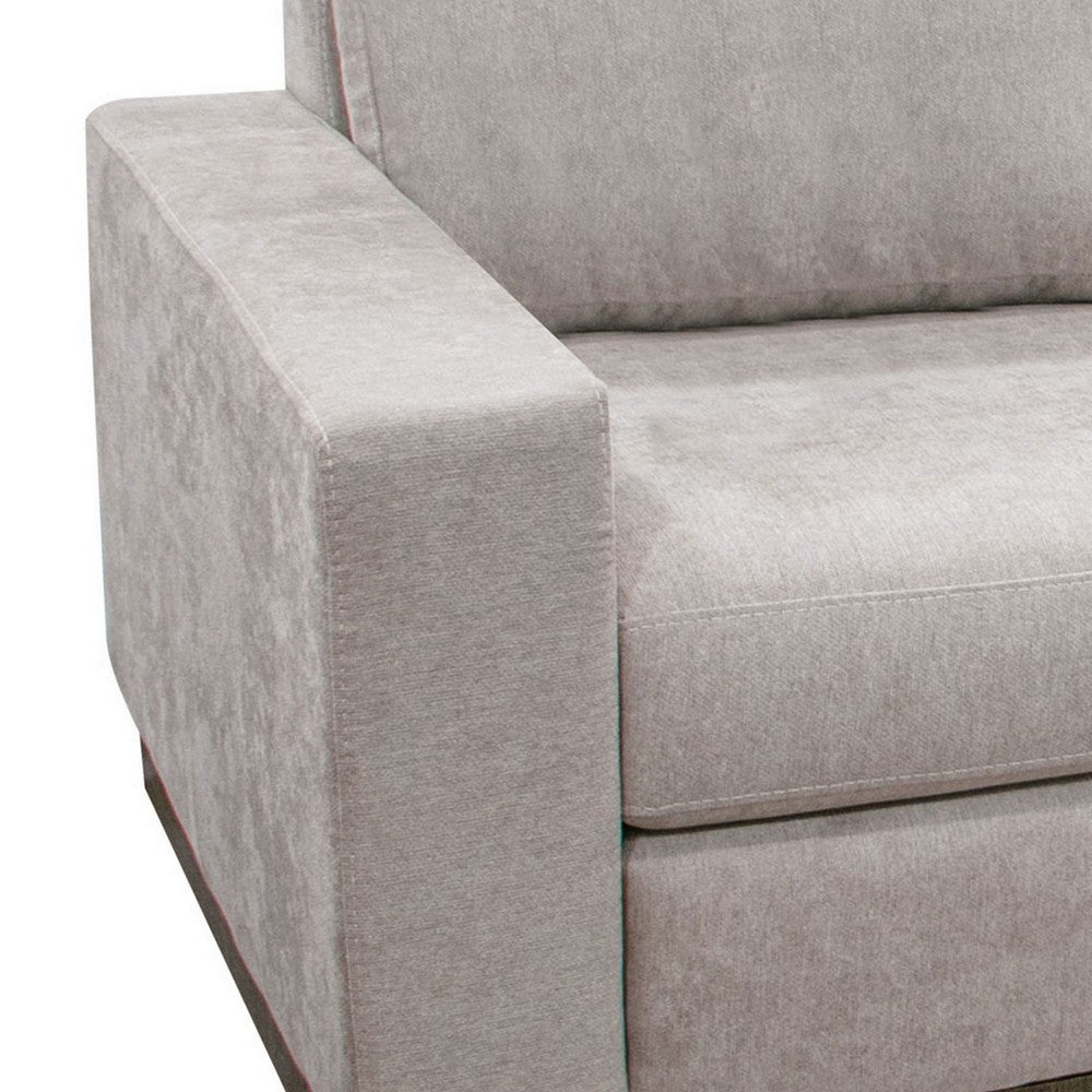 Jeni Modular Armless Chair, 2 Pillows, Solid Wood, Almond Gray Polyester