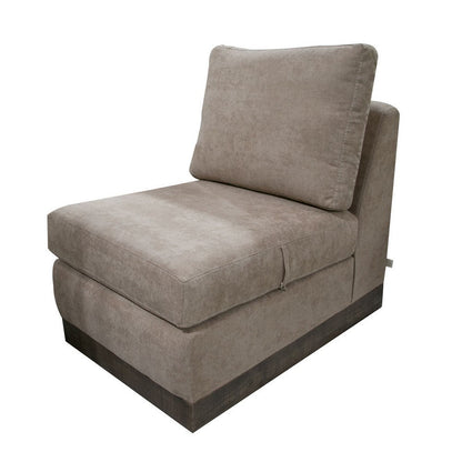 Jeni Modular Armless Chair, 2 Pillows, Solid Wood, Light Brown Polyester