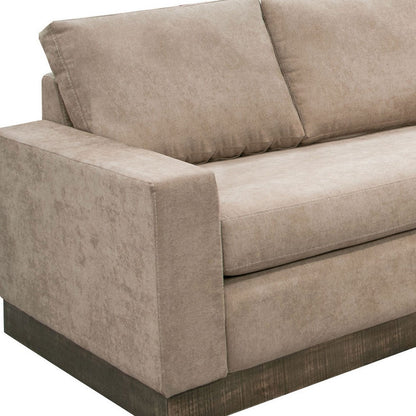 Jeni Modular Armless Chair, 2 Pillows, Solid Wood, Light Brown Polyester