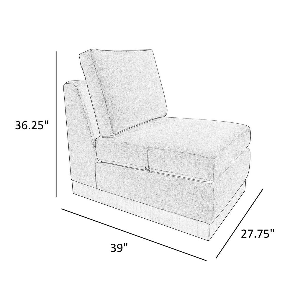 Jeni Modular Armless Chair, 2 Pillows, Solid Wood, Light Brown Polyester