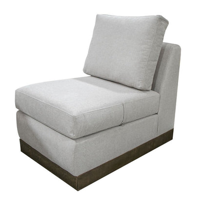 Jeni Modular Armless Chair, 2 Accent Pillows, Solid Wood, Beige Polyester