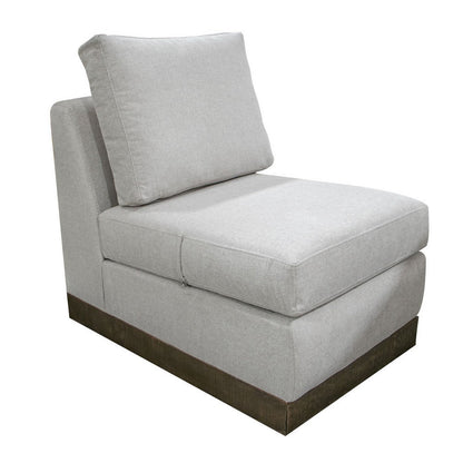 Jeni Modular Armless Chair, 2 Accent Pillows, Solid Wood, Beige Polyester