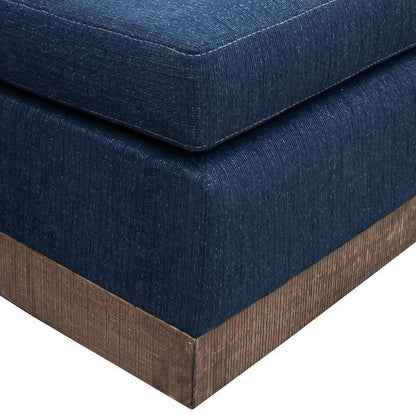 Jeni Modular Armless Chair, 2 Pillows, Solid Wood, Dark Blue Polyester
