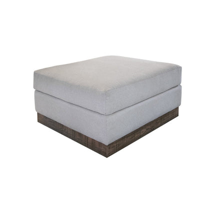 Jeni Ottoman, Modern 39 Inch, Corner Blocks, Solid Wood, Beige Polyester