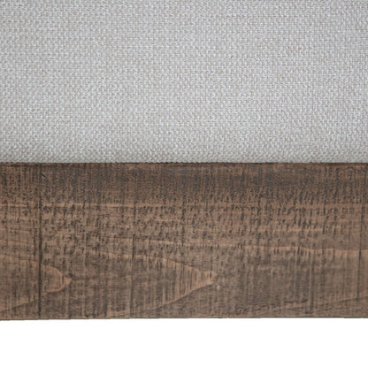 Jeni Ottoman, Modern 39 Inch, Corner Blocks, Solid Wood, Beige Polyester