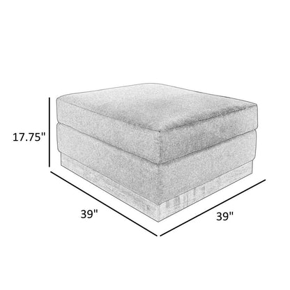 Jeni Ottoman, Modern 39 Inch, Corner Blocks, Solid Wood, Beige Polyester
