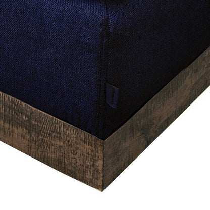 Jeni Ottoman, Modern 39 Inch, Corner Blocks, Solid Wood, Blue Polyester