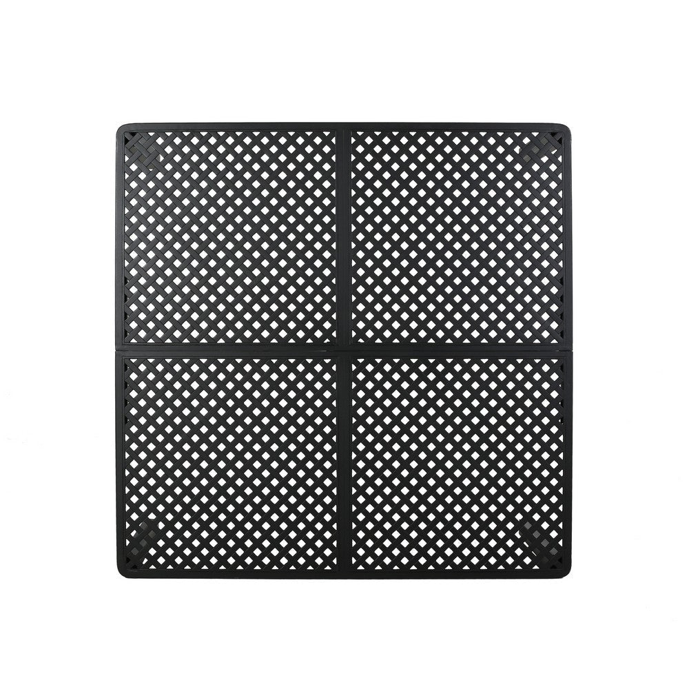 Riley Outdoor Dining Table, Square 61 Inch Matte Black Metal Lattice