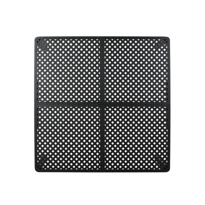 Riley Outdoor Dining Table, Square 61 Inch Matte Black Metal Lattice