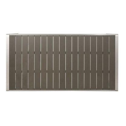 Eoin Outdoor Dining Table, Rectangular 71 Inch Gray Faux Wood, Metal Frame