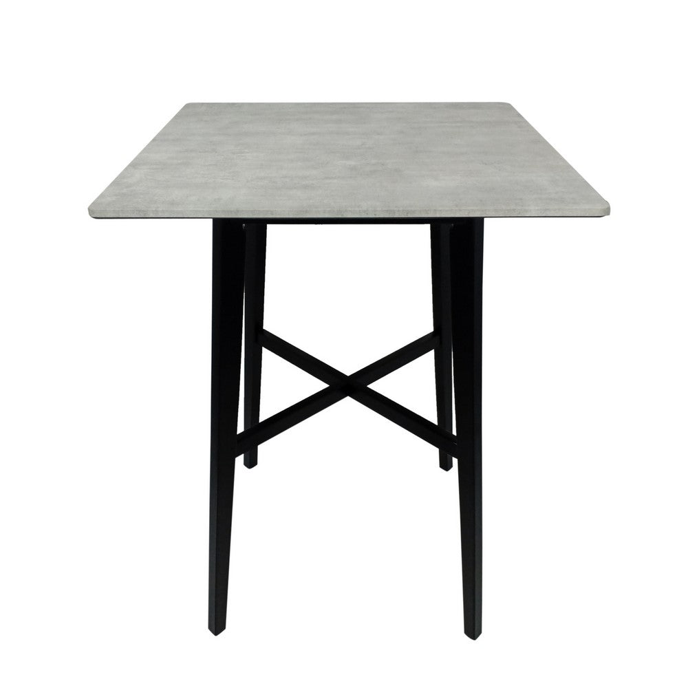 Ashi Bar Height Dining Table, 31 Inch, White Laminate, Black Wood Frame