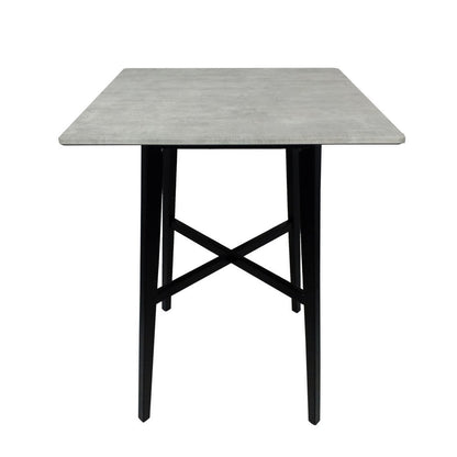 Ashi Bar Height Dining Table, 31 Inch, White Laminate, Black Wood Frame