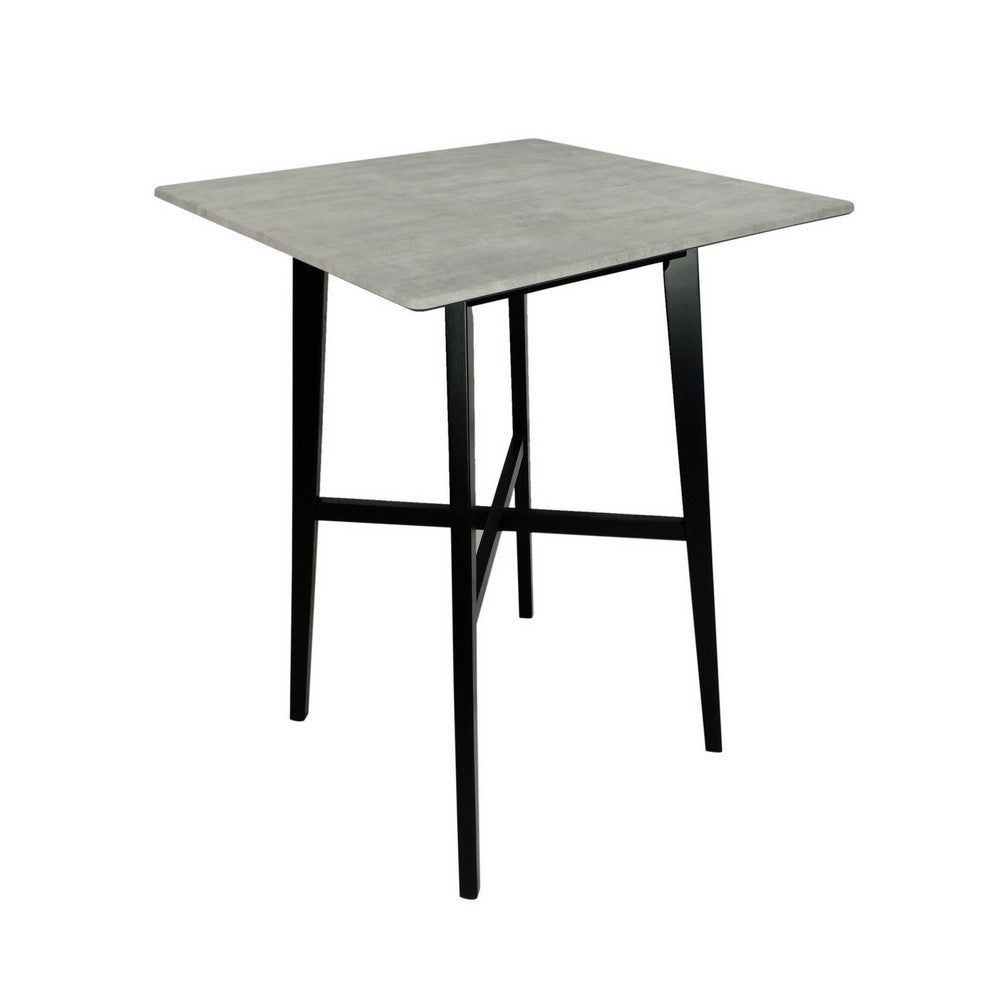 Ashi Bar Height Dining Table, 31 Inch, White Laminate, Black Wood Frame