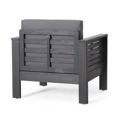 Siyal Outdoor Club Accent Chair Set of 2, Soft Dark Gray, Acacia Wood