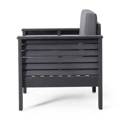 Siyal Outdoor Club Accent Chair Set of 2, Soft Dark Gray, Acacia Wood
