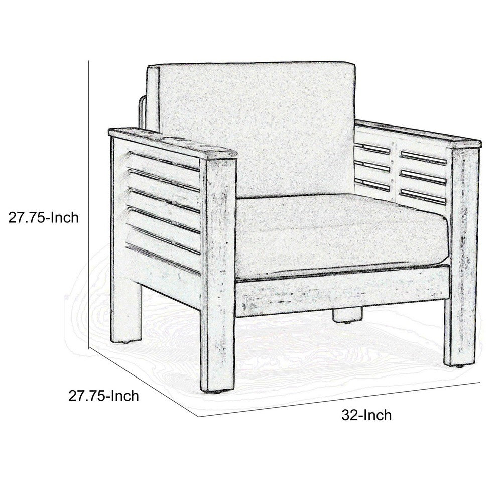 Siyal Outdoor Club Accent Chair Set of 2, Soft Dark Gray, Acacia Wood