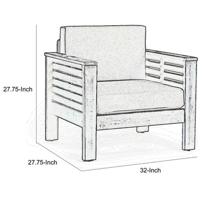 Siyal Outdoor Club Accent Chair Set of 2, Soft Dark Gray, Acacia Wood