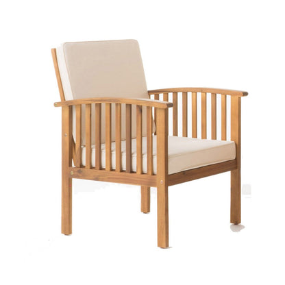 Sayan 4pc Outdoor Coffee Table Set, Loveseat, 2 Chairs, Beige, Brown