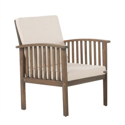 Sayan 4pc Outdoor Coffee Table Set, Loveseat, 2 Chairs, Beige and Gray