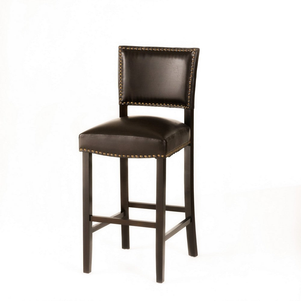 Alpha Barstool Chair Set of 2, Classic Brown Velvet, Rubberwood Frame