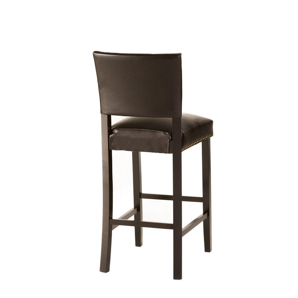 Alpha Barstool Chair Set of 2, Classic Brown Velvet, Rubberwood Frame