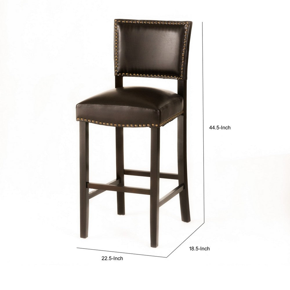 Alpha Barstool Chair Set of 2, Classic Brown Velvet, Rubberwood Frame