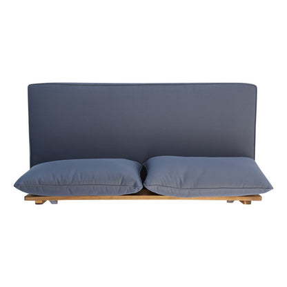Almo Outdoor Loveseat Bench, Gray Fabric, 49 Inch Brown Acacia Wood
