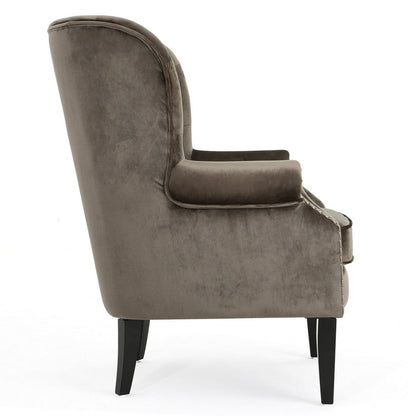 Nire Accent Club Chair, Nailhead Trim, Brown Birch Wood, Gray Velvet