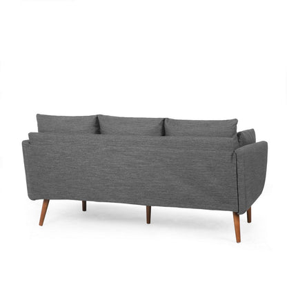 Nate Sofa with 2 Accent Pillows, 77 Inch Birch Wood, Charcoal Gray