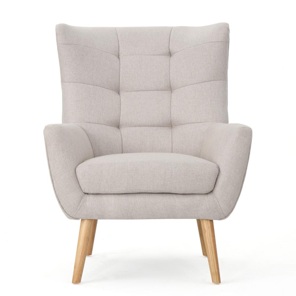 Ranie Accent Club Chair, Rubberwood Legs Wheat Button Tufted Polyester