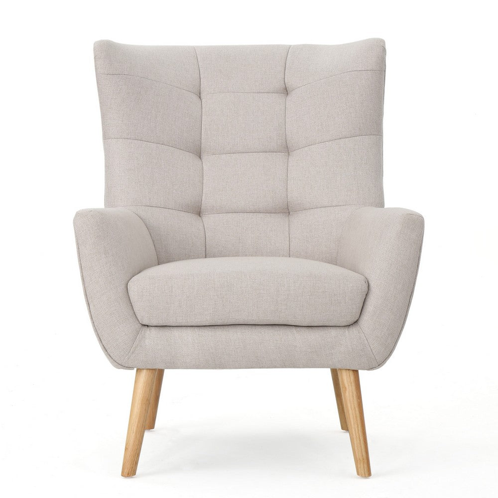 Ranie Accent Club Chair, Rubberwood Legs Wheat Button Tufted Polyester