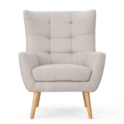 Ranie Accent Club Chair, Rubberwood Legs Wheat Button Tufted Polyester