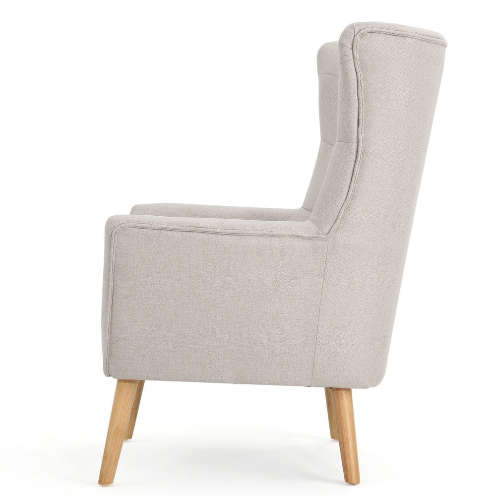 Ranie Accent Club Chair, Rubberwood Legs Wheat Button Tufted Polyester