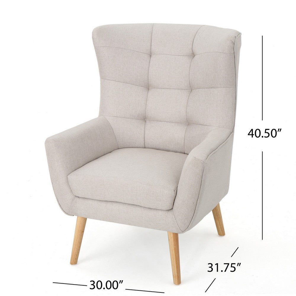 Ranie Accent Club Chair, Rubberwood Legs Wheat Button Tufted Polyester