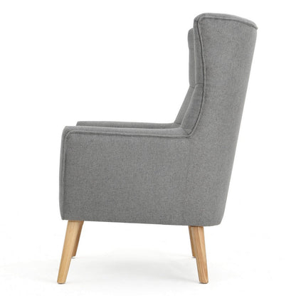 Ranie Accent Club Chair, Rubberwood Legs, Gray Button Tufted Polyester