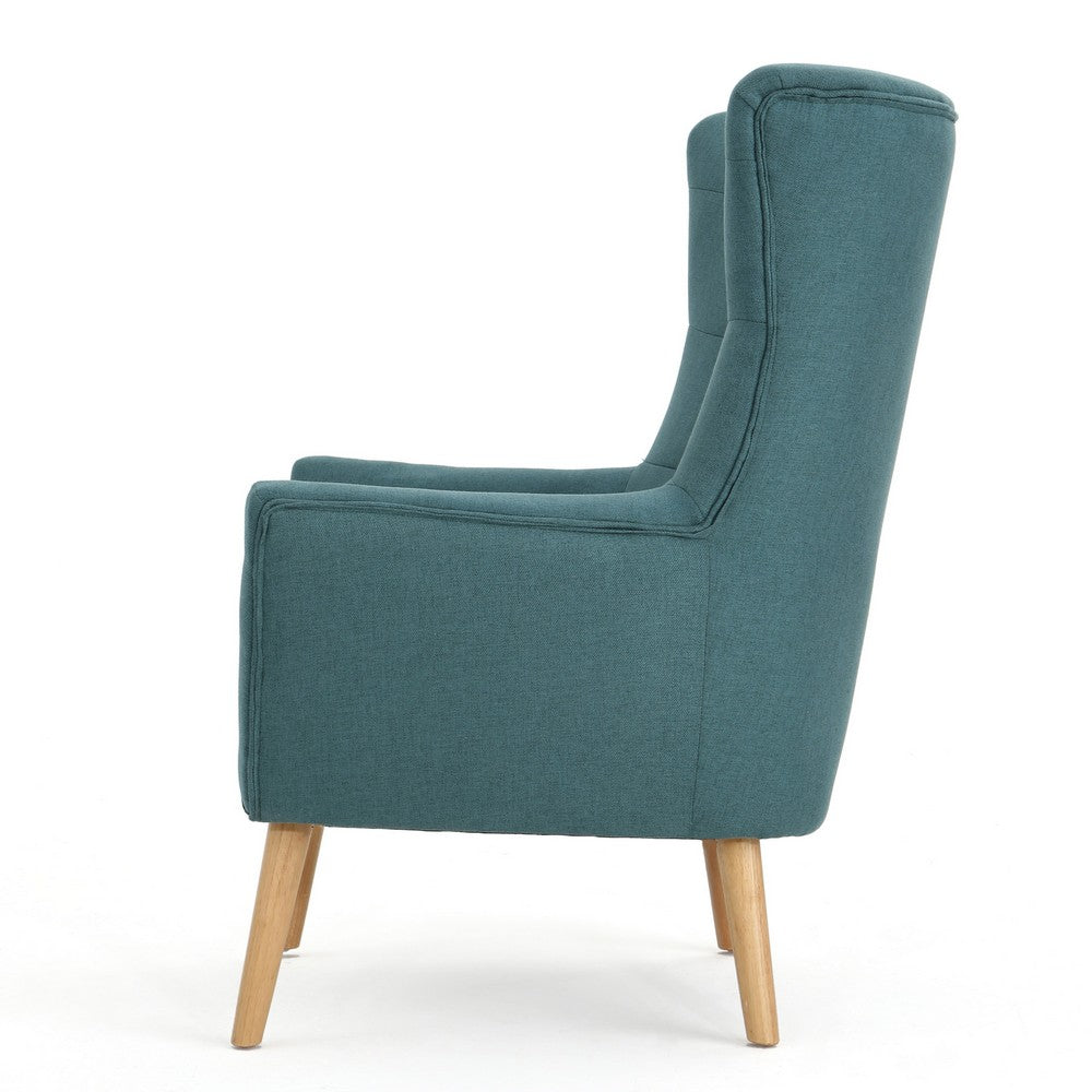 Ranie Accent Club Chair, Rubberwood Legs, Teal Button Tufted Polyester