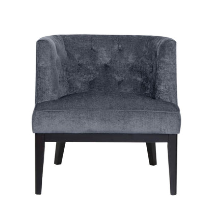 Addy Accent Chair, Black Rubberwood, Dark Gray Diamond Stitch Fabric