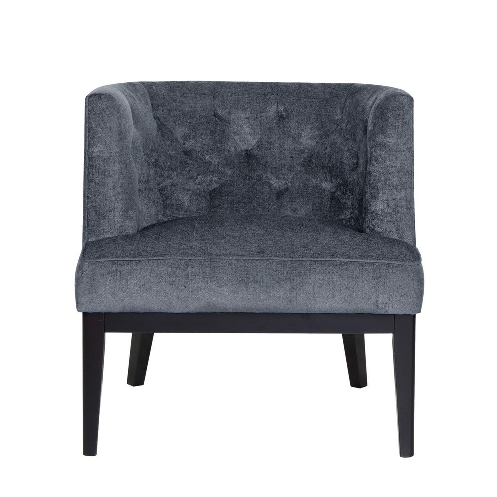 Addy Accent Chair, Black Rubberwood, Dark Gray Diamond Stitch Fabric