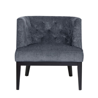 Addy Accent Chair, Black Rubberwood, Dark Gray Diamond Stitch Fabric