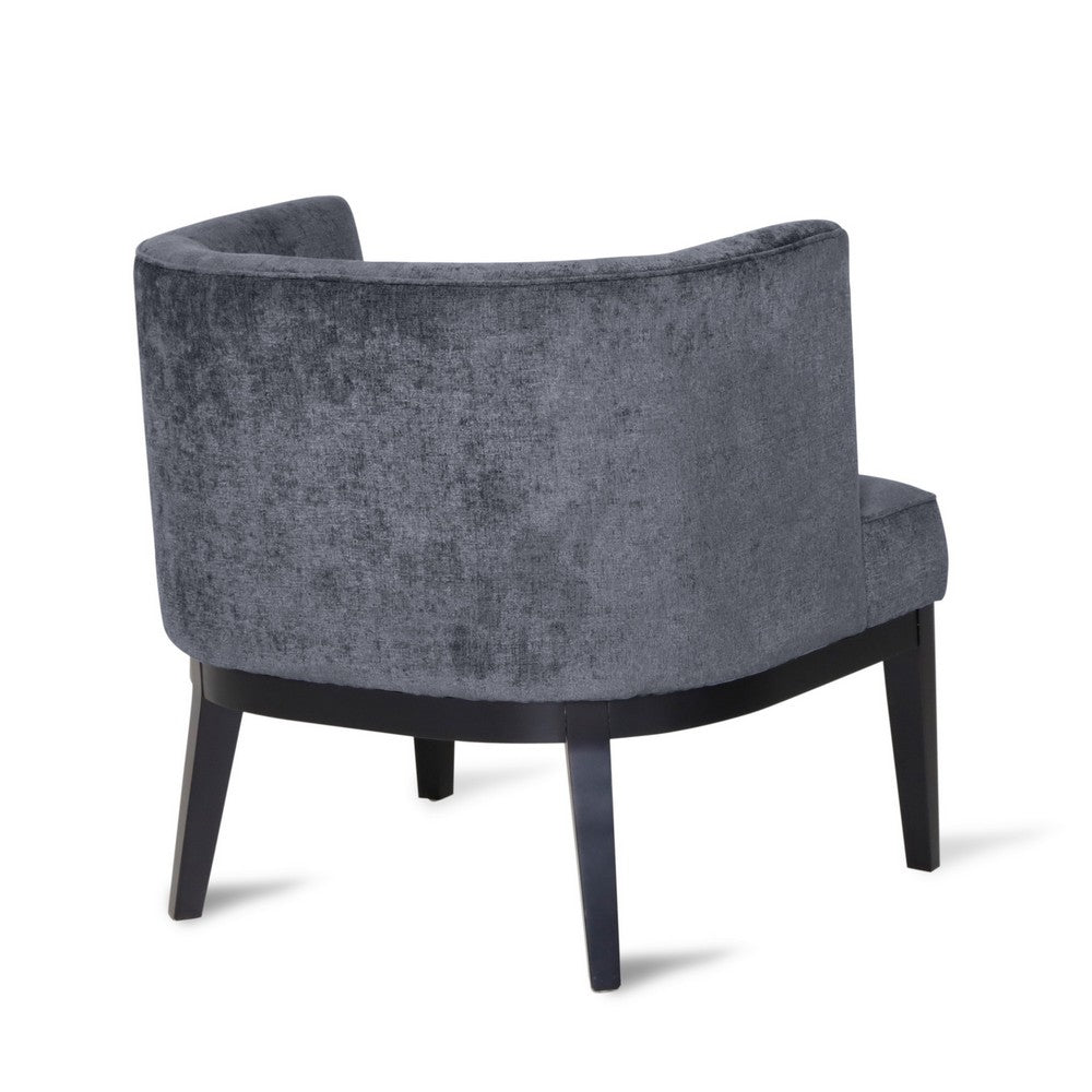 Addy Accent Chair, Black Rubberwood, Dark Gray Diamond Stitch Fabric