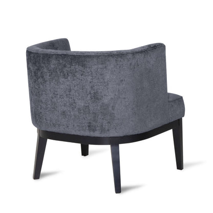 Addy Accent Chair, Black Rubberwood, Dark Gray Diamond Stitch Fabric