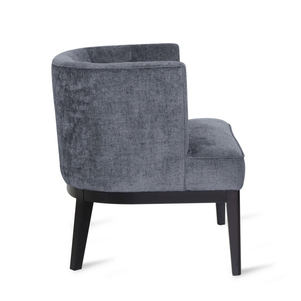 Addy Accent Chair, Black Rubberwood, Dark Gray Diamond Stitch Fabric