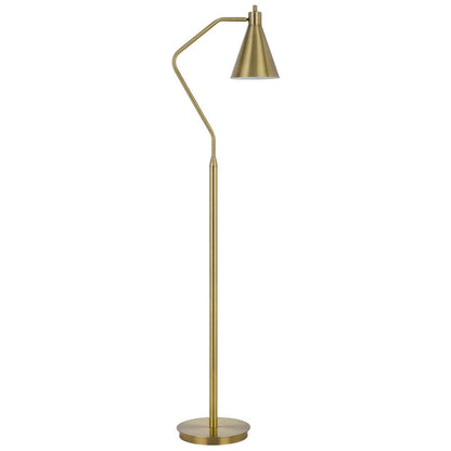 Sty 63 Inch Task Floor Lamp, Swivel Brass Shade Angled Metal Pole