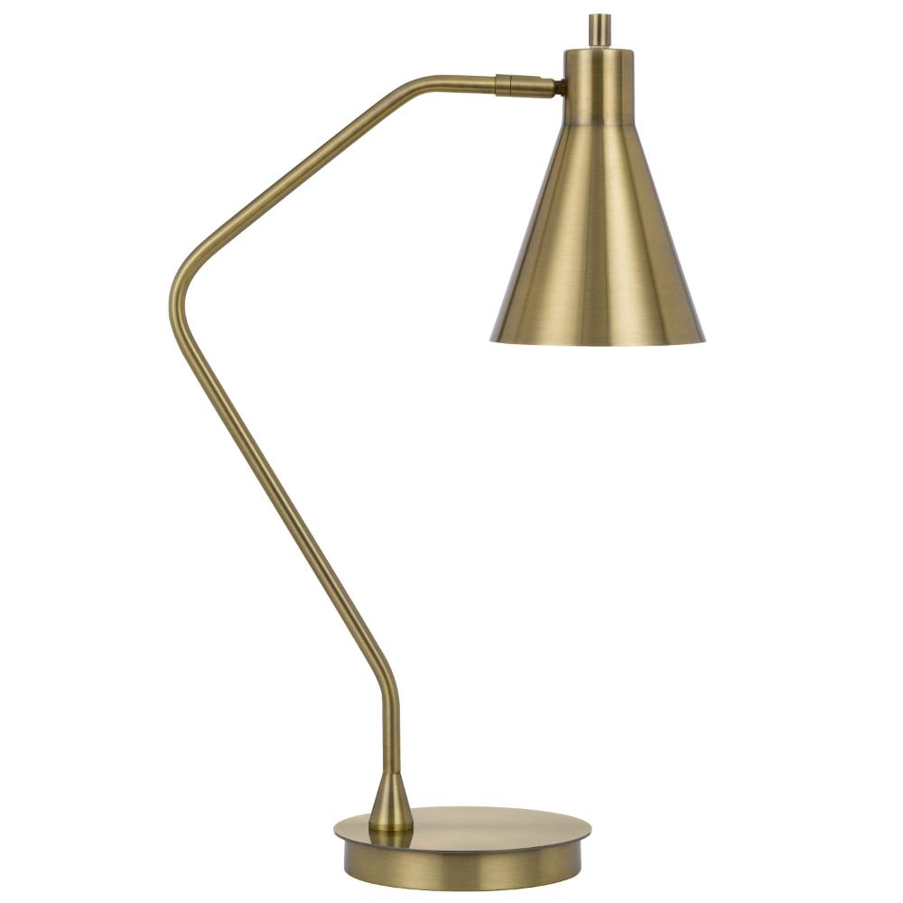 Sty 24 Inch Task Table Lamp, Swivel Brass Shade Angled Thin Metal Pole