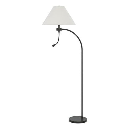 Ashy 68 Inch Floor Lamp, Gooseneck LED, White Shade, Brass Arc Pole