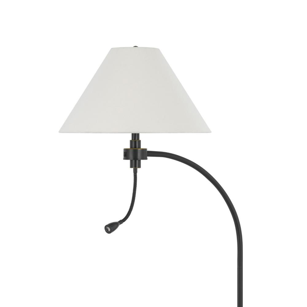 Ashy 68 Inch Floor Lamp, Gooseneck LED, White Shade, Brass Arc Pole