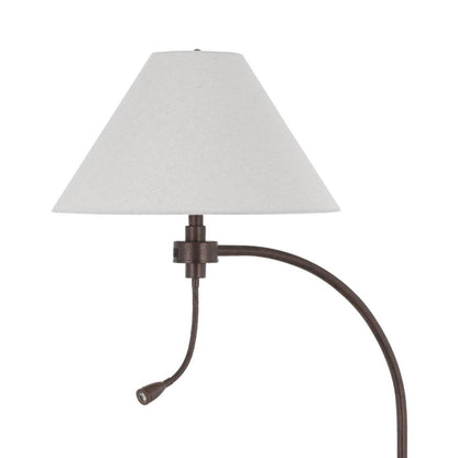 Ashy 68 Inch Floor Lamp, Gooseneck LED, White Shade, Black Arc Pole